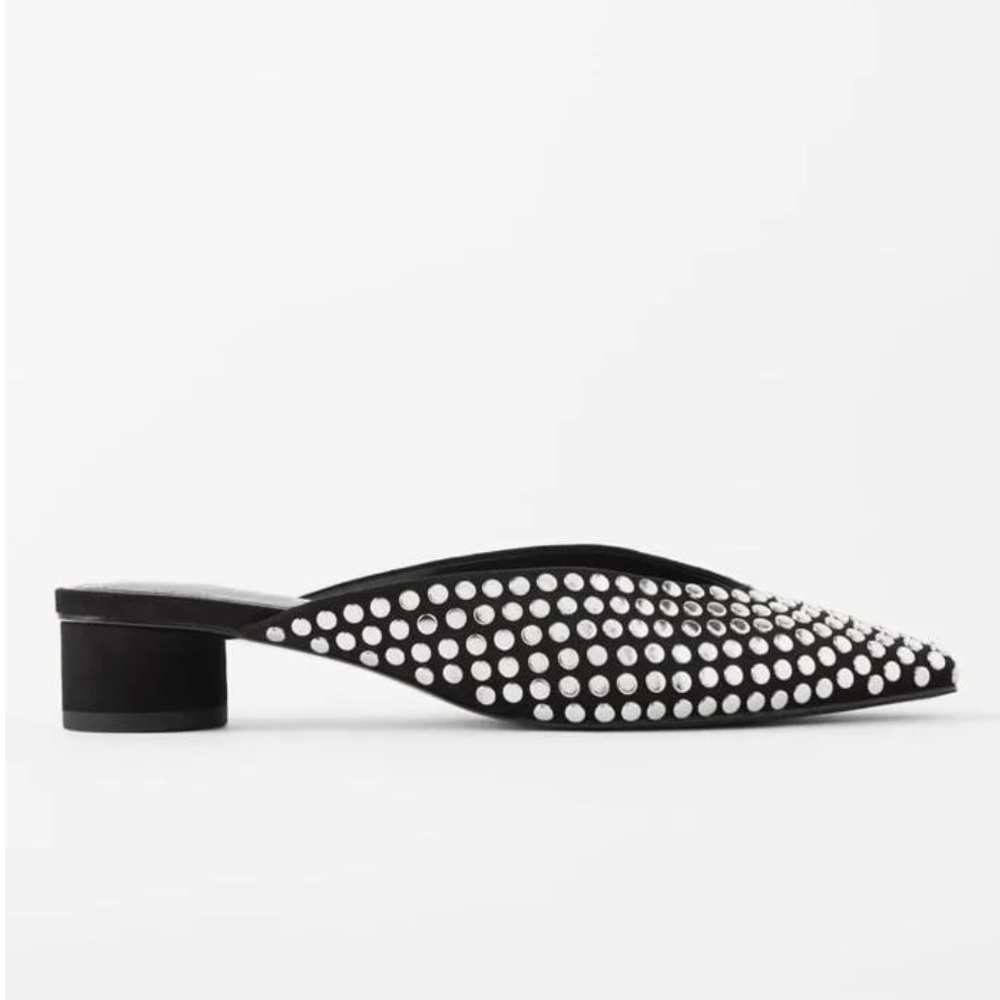 Zara Studded Heeled Mules | 36